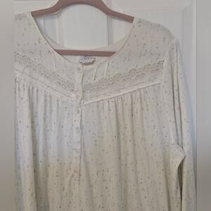 Vintage Aria Cream Lace Floral Pajama Gown Sleepwear XL Cottagecore